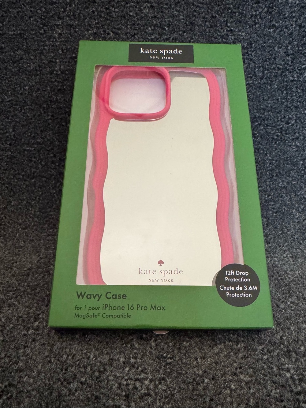NEW - Kate Spade iPhone 16 Pro Max Wavy Case Pink Mirror MagSafe